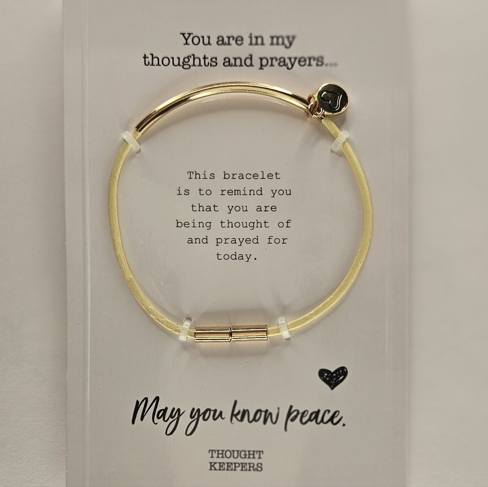 Gold Bracelet Gift Thoughts And Prayers Card Gold Heart